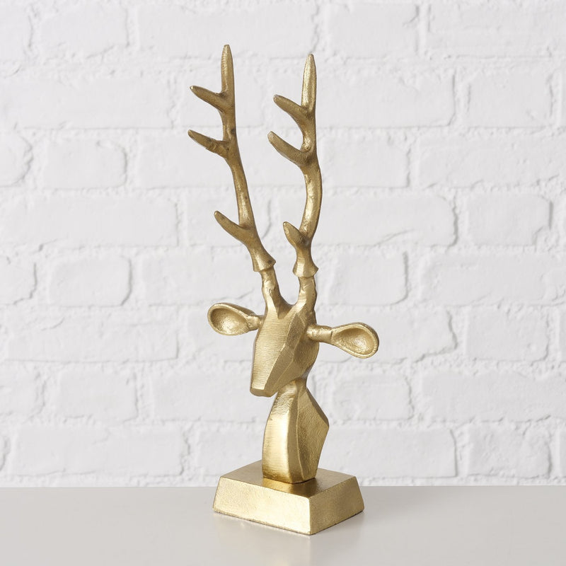 Gouden hertfiguur Aurora decoratief beeld gemaakt van aluminium 34 cm