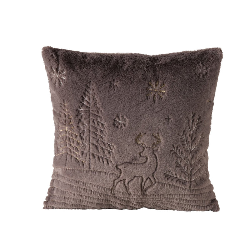 Winter decorative cushion with deer motif in beige - 45x45 cm