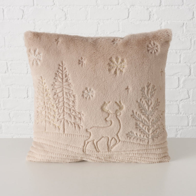 Winter decorative cushion with deer motif in grey - 45x45 cm