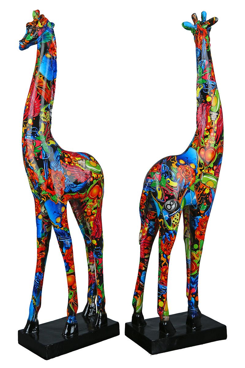 Street Art Giraffenfiguren im 2er-Set – Buntes Design