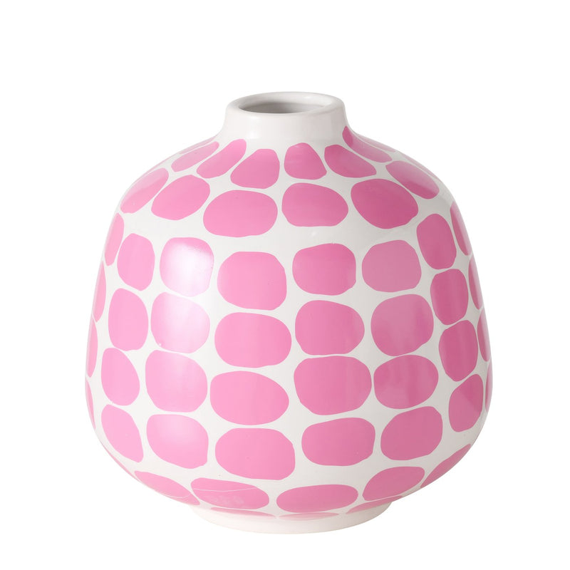Vase Bliss in pink with dot pattern – hand-painted ceramic