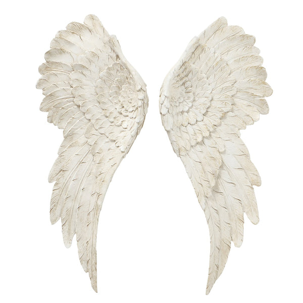 Wall object angel wings in beige matte finish