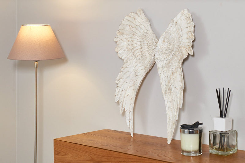 Wall object angel wings in beige matte finish