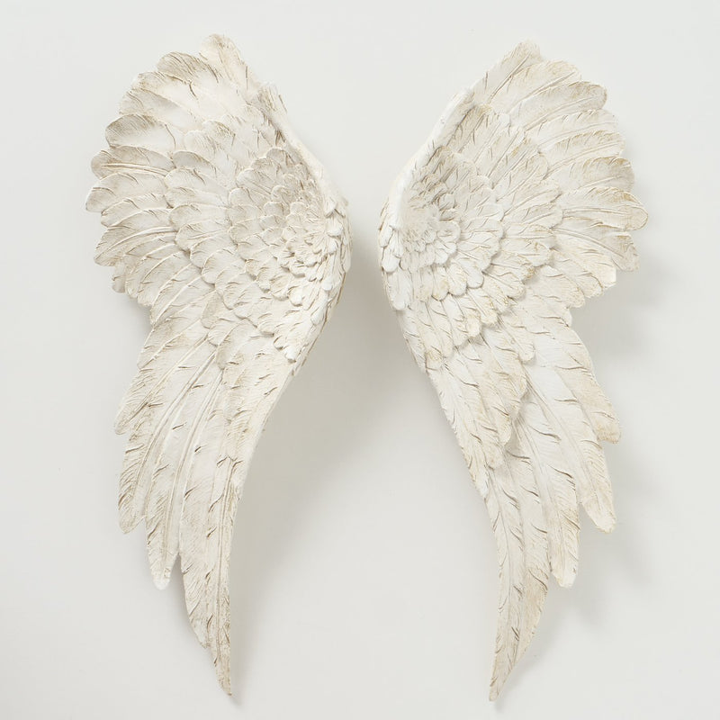 Wall object angel wings in beige matte finish