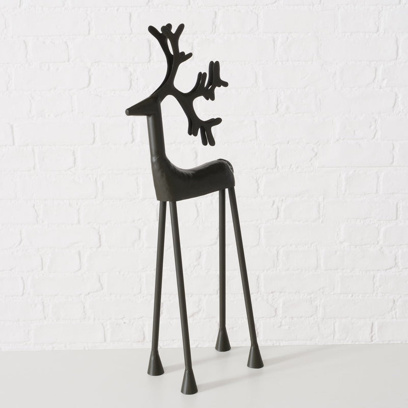 Stilvolle Skulptur 'Hirsch Hugo' – Elegante Dekofigur aus pulverbeschichtetem Eisen in Schwarz