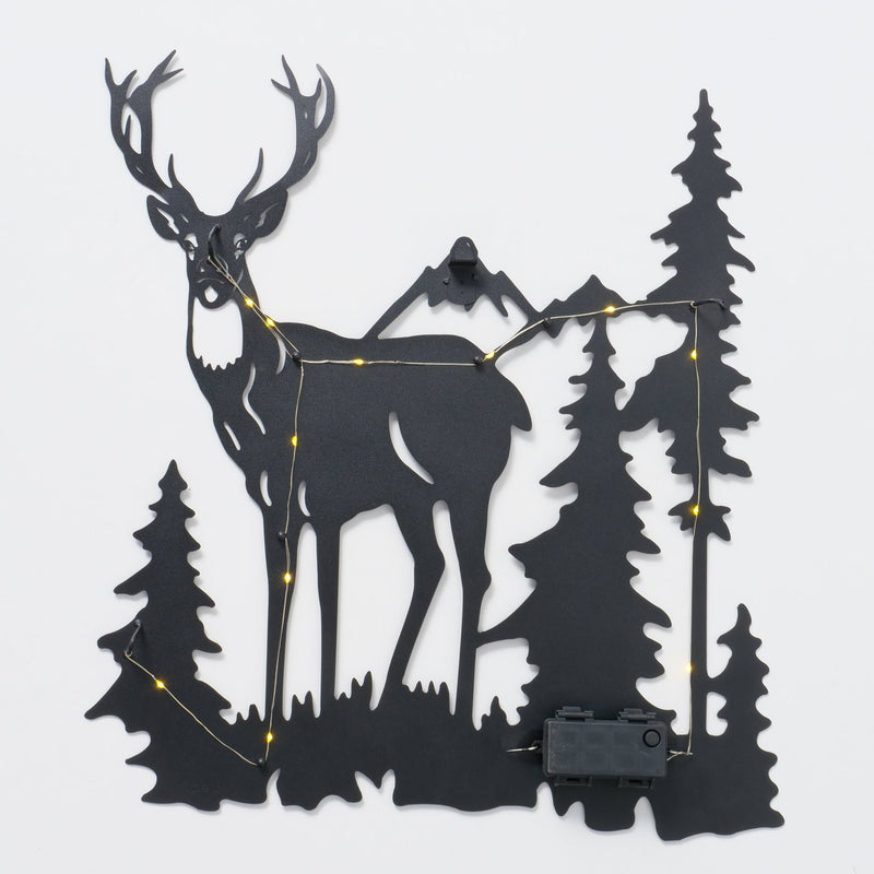 LED Wall Art 'Deer Forest View Cervus' – Handmade Metal Silhouette Light