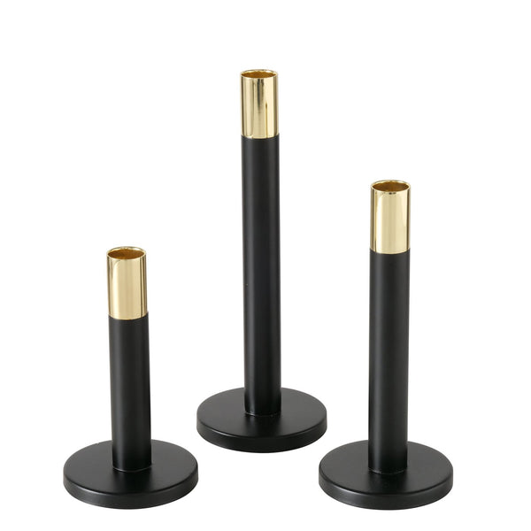 Candlestick Mats in a set of three, handmade in black and gold, 24.8 cm high
