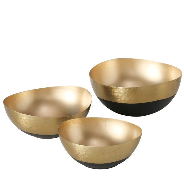 Bowl set Anelo – Elegant trio in gold and black, handmade for stylish serving