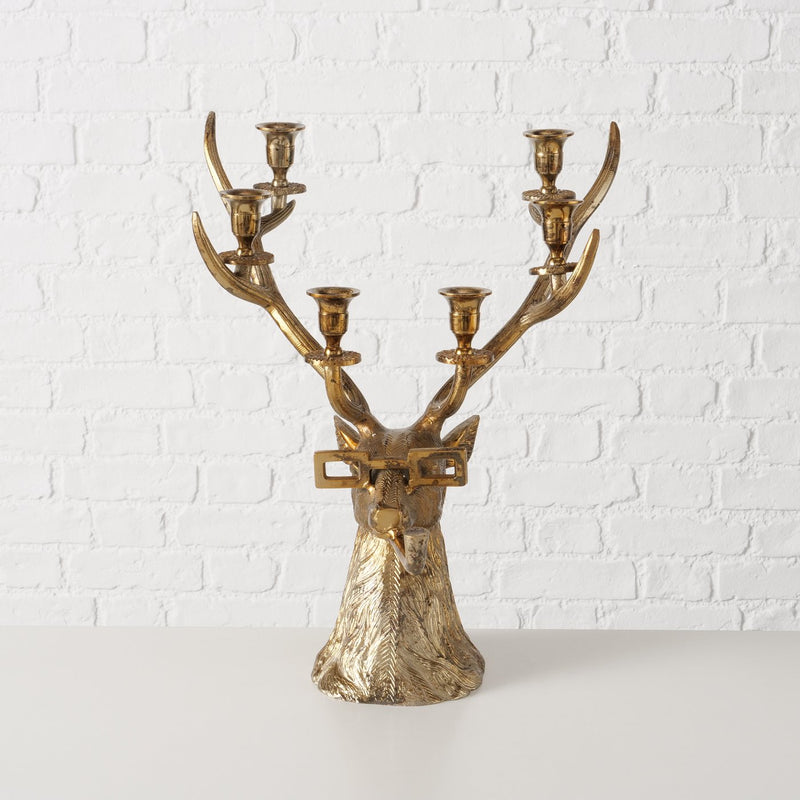 Kerzenleuchter Hirsch Fin – Antikes Silber Finish, Handgefertigtes Metall Design für 6 Kerzen