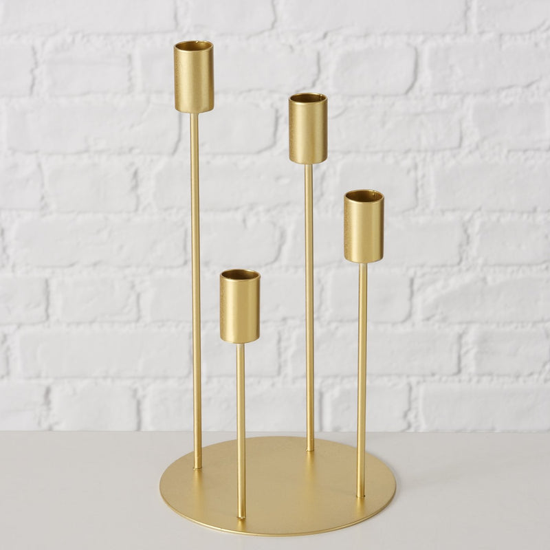 Eleganter Kerzenleuchter Junto – Goldenes Metall für stilvolle Beleuchtung