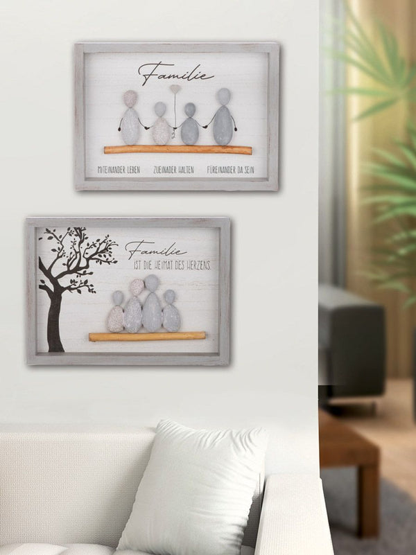 Set of 4 stone pictures love/the most beautiful way - two variants of inspirational wall art