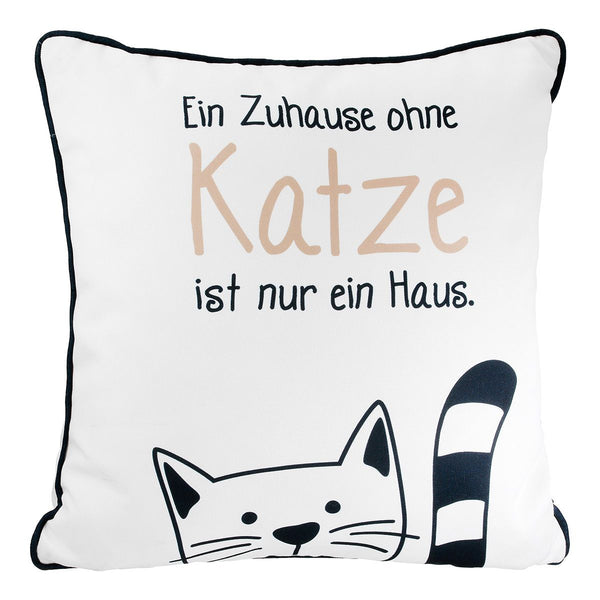 Katzenbande Dekokissen 3er-Set mit Spruch – Weiß