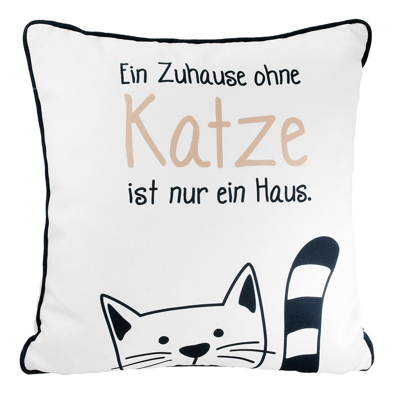 Sierkussen kattenbende set van 3 met spreuk – wit