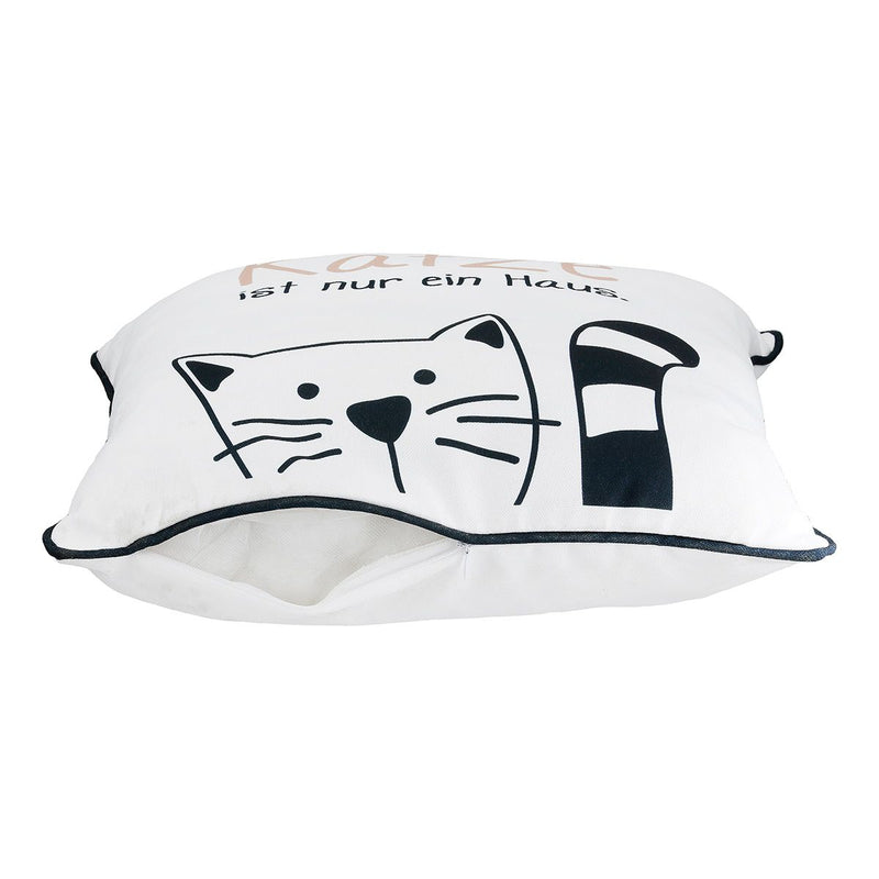 Cat Gang Decorative Cushion Set of 3 with Saying – White