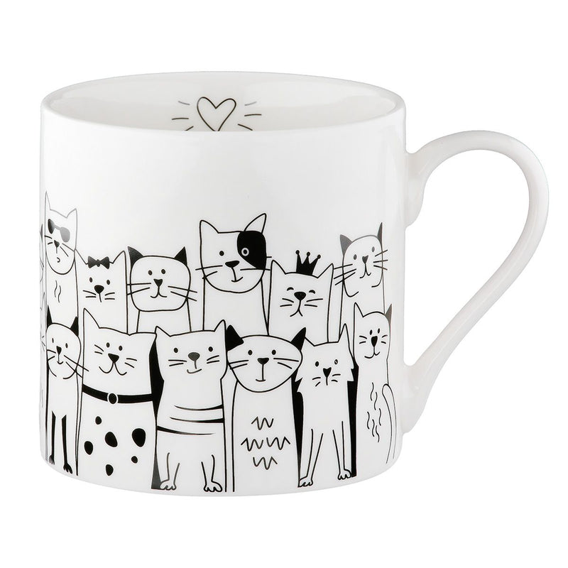 Cat Gang Bone China Mug Set of 6 – White Coffee Cup