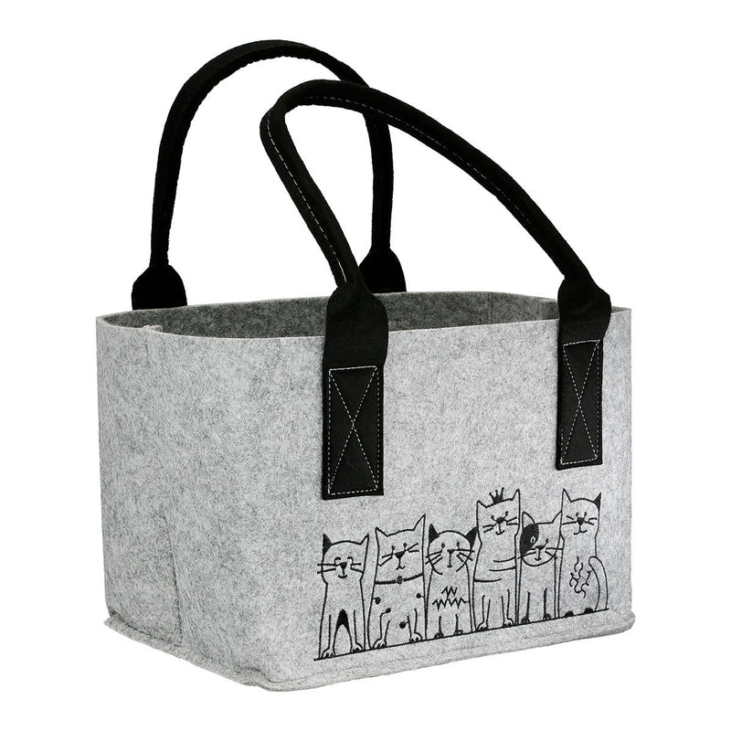 Cat Gang vilten tassenset – beige en lichtgrijze shopper