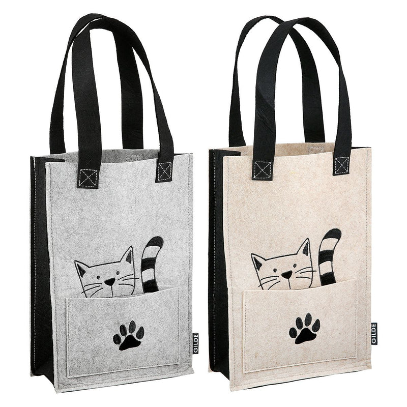 Cat Gang vilten cadeauzakjes set van 8 – beige en lichtgrijs