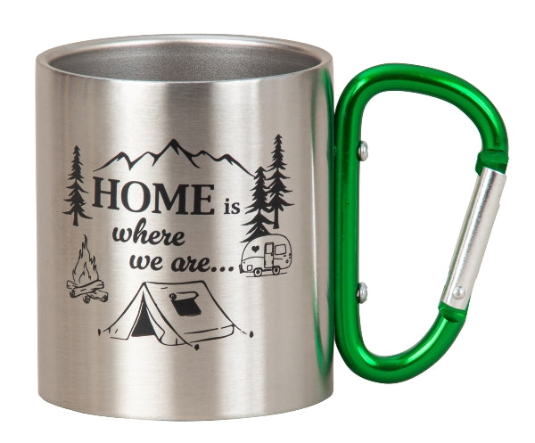 Outdoor Adventure stainless steel mug with carabiner handle