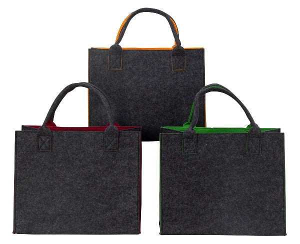 Two-tone felt bags in a set of 3 with color accents