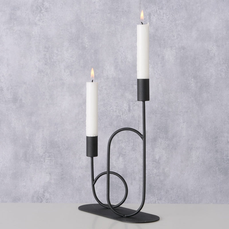 Candlestick Orlando Black Matt Metal 26 cm