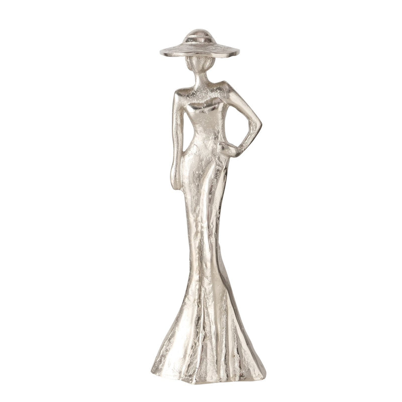 Lady Elegant Aluminium Figure in Silver – Handmade Decoration for Interiors