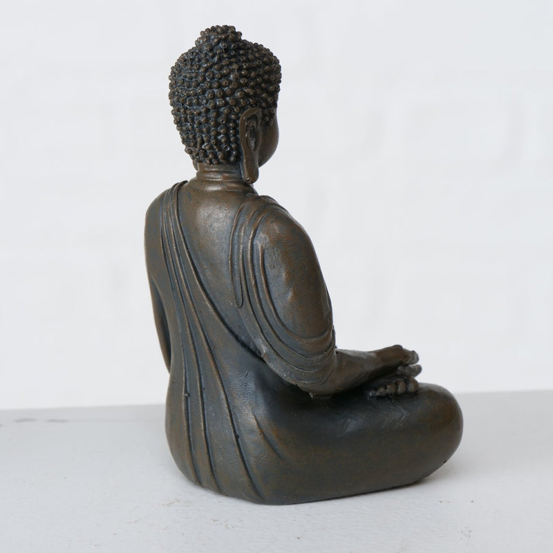 Set of three Buddha figures dark brown 10 cm - meditating decorative statue