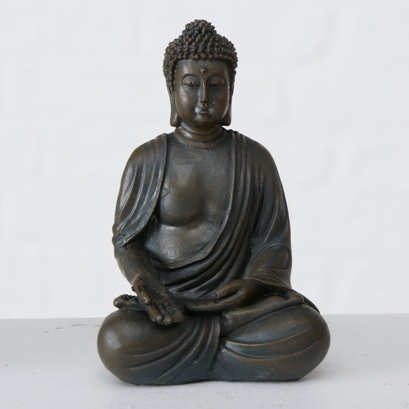 Set of three Buddha figures dark brown 10 cm - meditating decorative statue