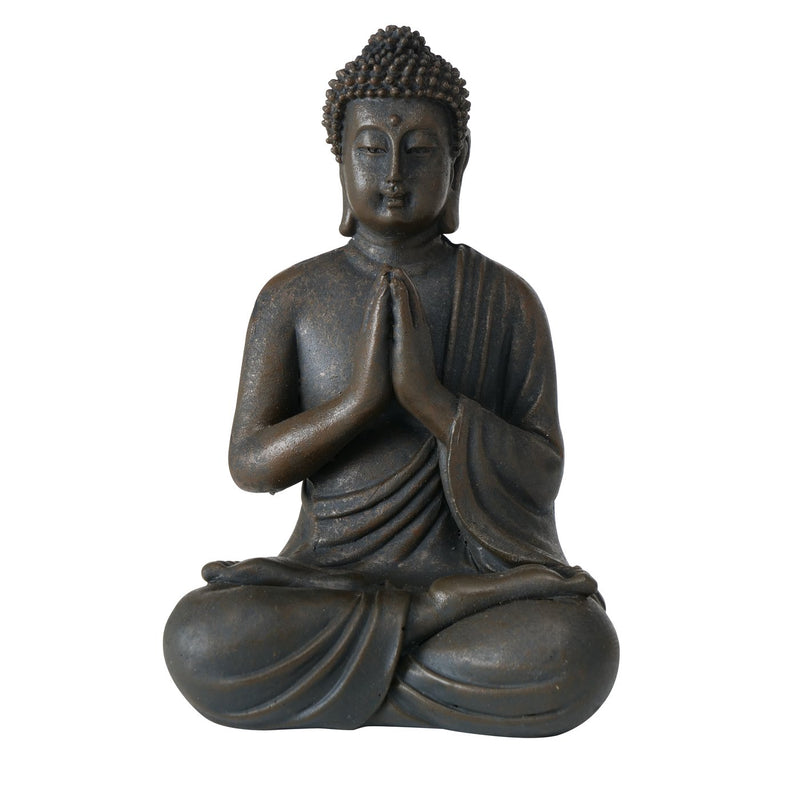 Set of three Buddha figures dark brown 10 cm - meditating decorative statue