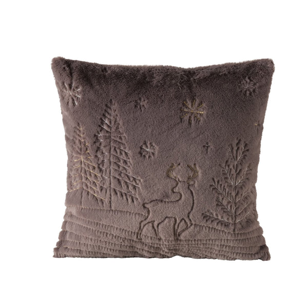 Winter decorative cushion with deer motif in grey - 45x45 cm