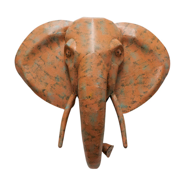 Wall object Elephant – Handcrafted work of art made of metal in antique brown