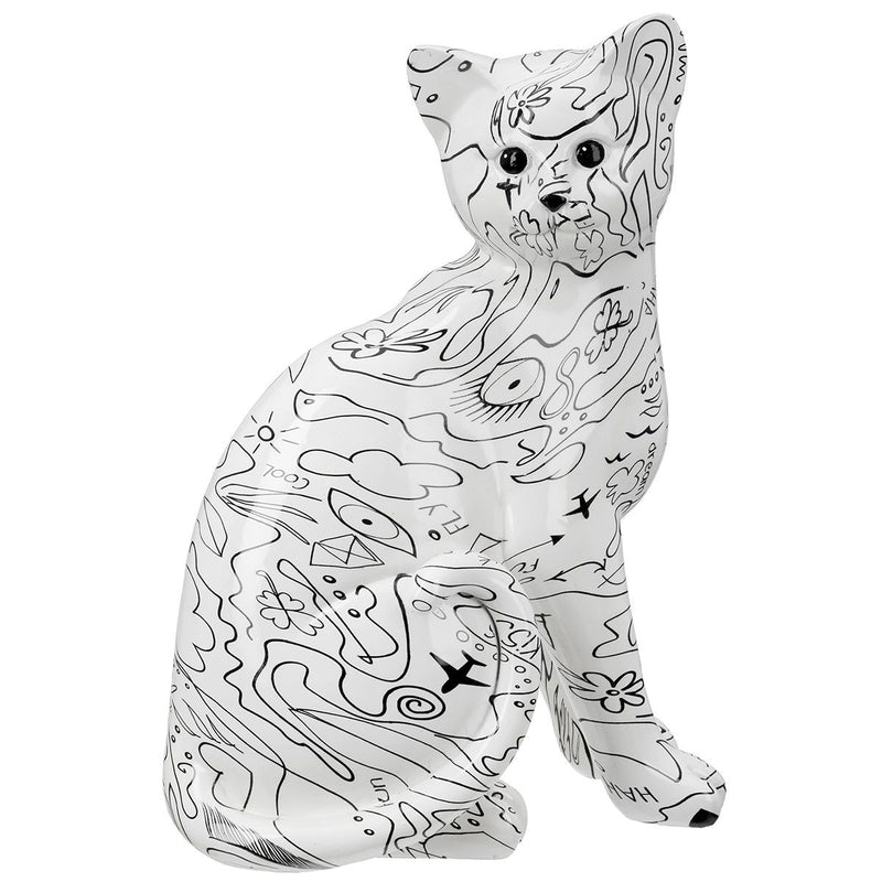 Katze Skulptur Modern Art Einliniendesign Kunstharz Weiß