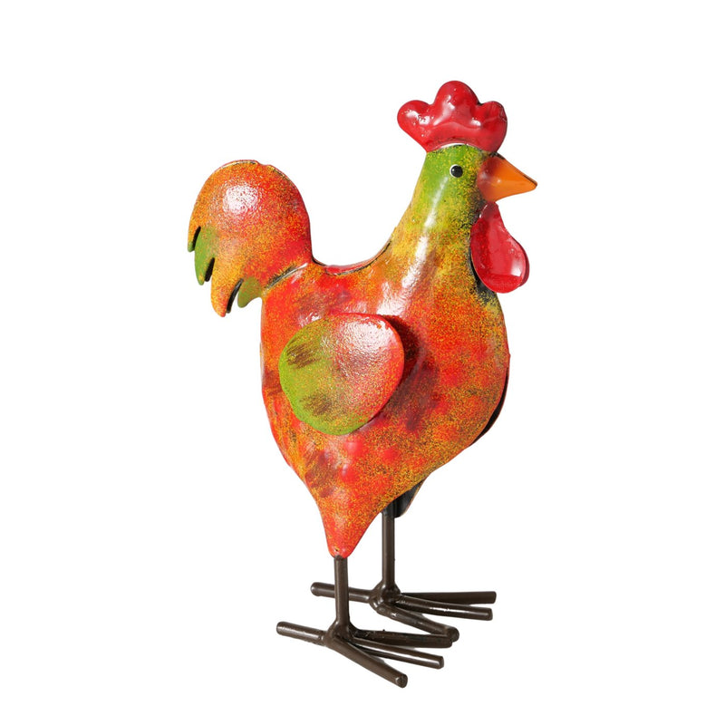 Decorative Chickens Made of Metal Handmade Colorful Set of 2