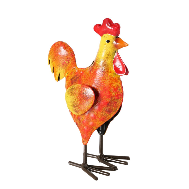 Decorative Chickens Made of Metal Handmade Colorful Set of 2