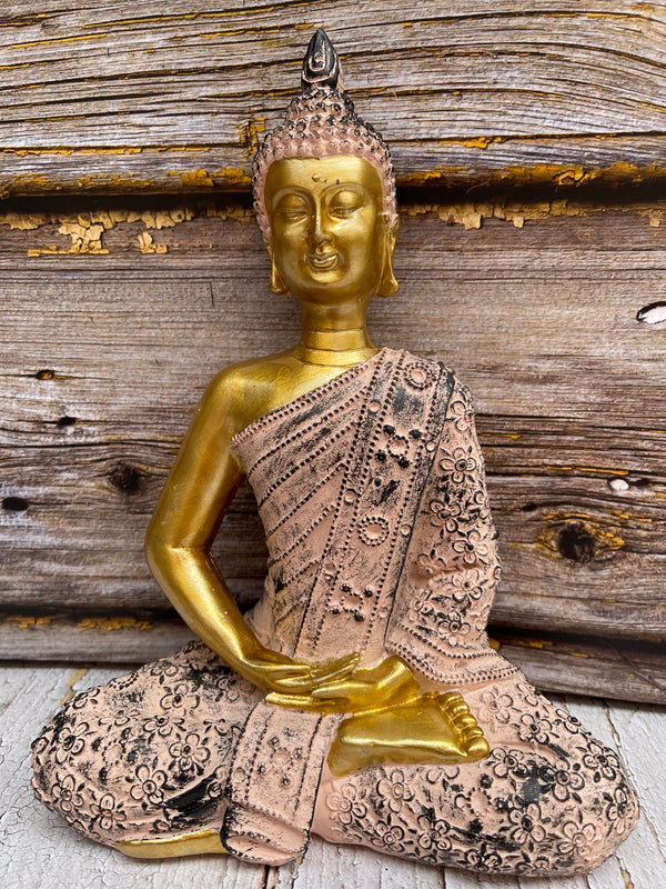 Boeddha figuur in goud roze 23cm Feng Shui &amp; Meditatie
