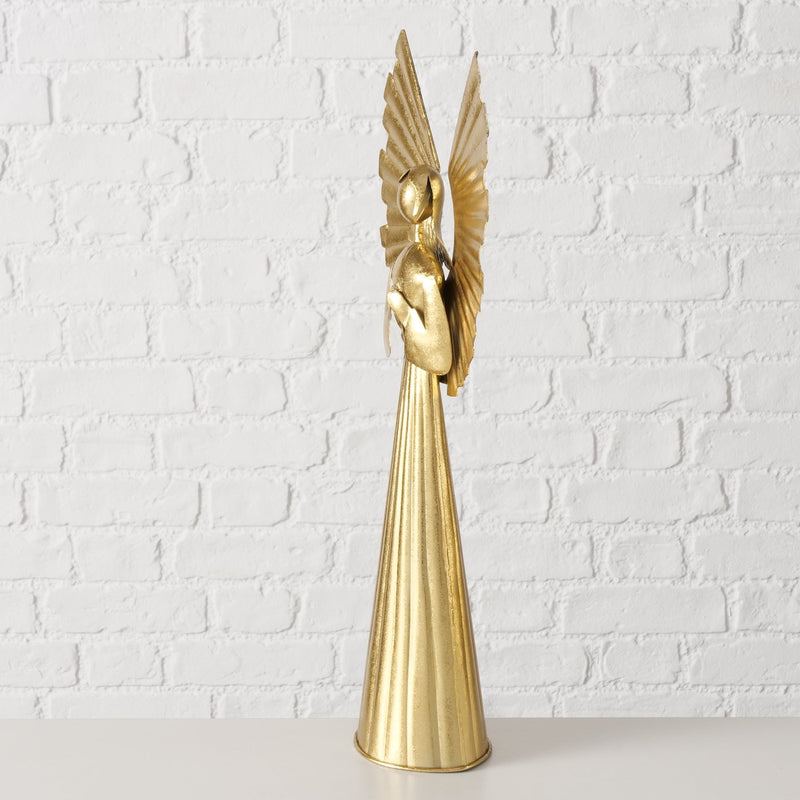 Metalen sierfiguur engel Nuriel in goud - 54 cm