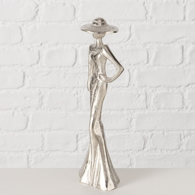 Lady Elegant Aluminium Figure in Silver – Handmade Decoration for Interiors