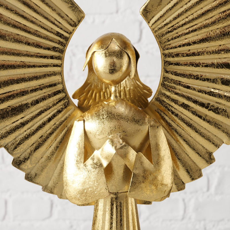 Metal XXL golden angel decoration figure Nuriel - 65.5 cm