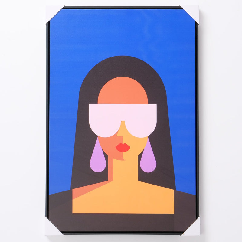 Wall picture 'Zuria' - Stylized woman in color block look with black wooden frame