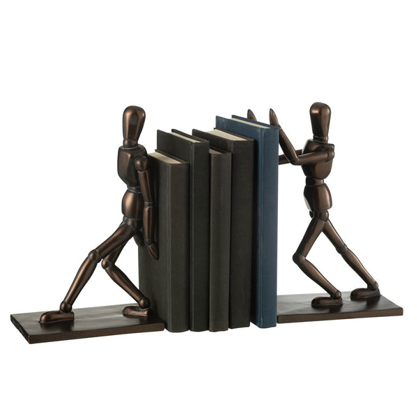 J-Line Set of 2 Bookends Model Men Resine Brown