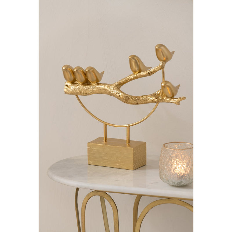 Elegant Golden Branch Sculpture with Birds