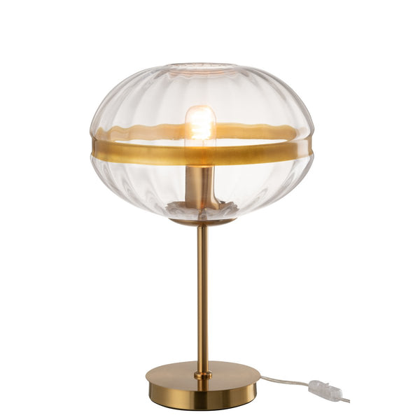 Tischlampe Oval Glas-Metall Transparent Gold 50 cm