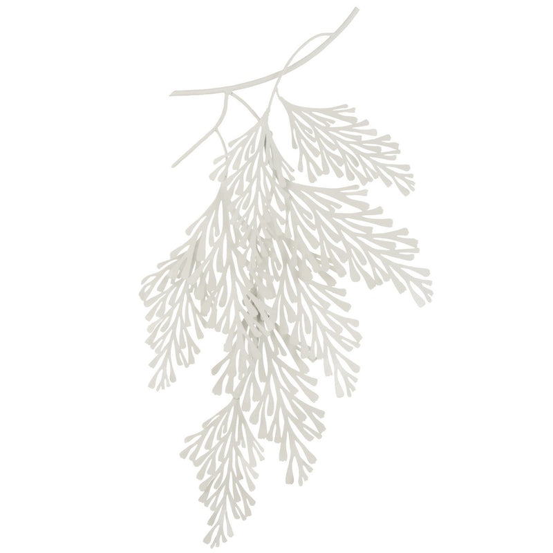 Wall decoration leaf branches metal white 93cm