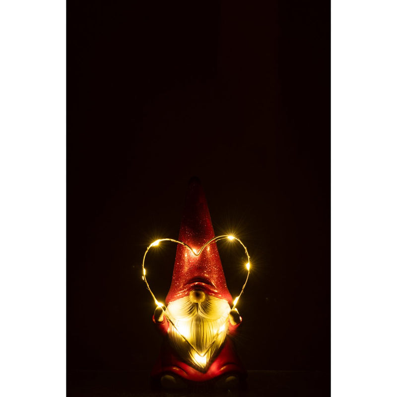 LED Weihnachtsmann mit Herz aus Polyresin in Weiß Rot 23cm