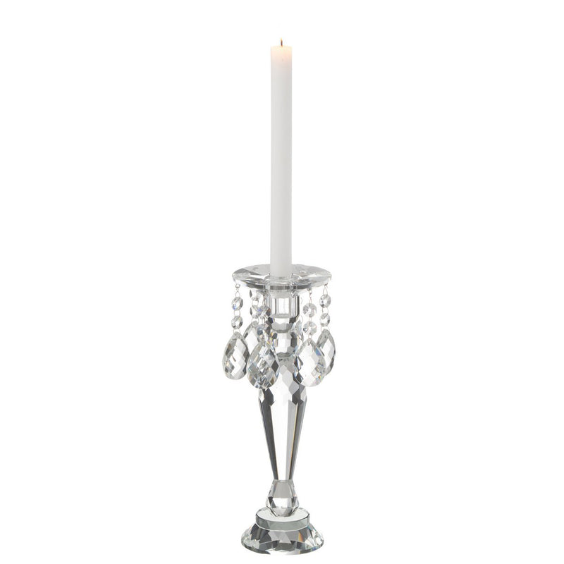 Crystal candle holder Louise Transparent with noble pendants