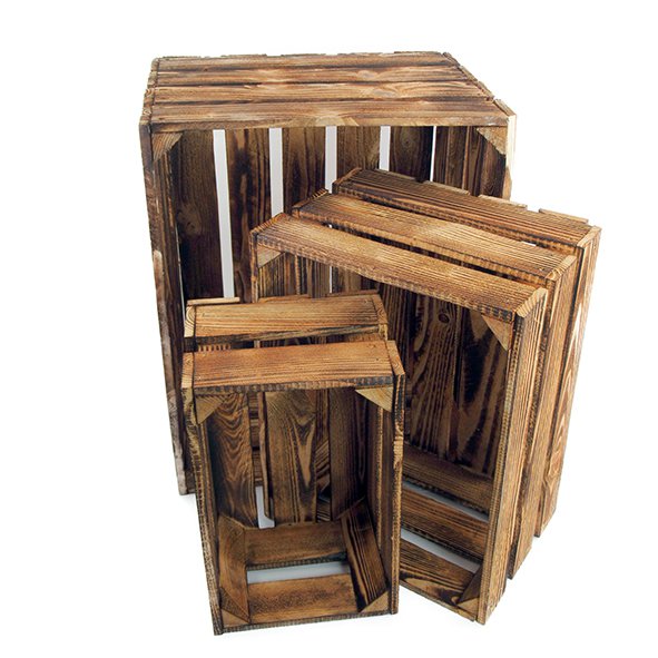 Houten kistenset, 3-delig, bruin, 50x40x30 / 40x30x22 / 32x20x16 cm - decoratief en veelzijdig!