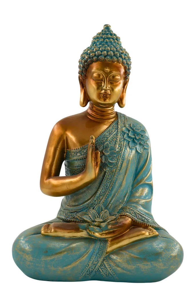 Avalokiteshvara in Mintgrün, Elegante Buddha Skulptur, 31,5 cm