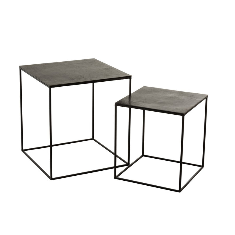 Minimalist side tables "Oxidize" made of aluminum and iron in a set of 2