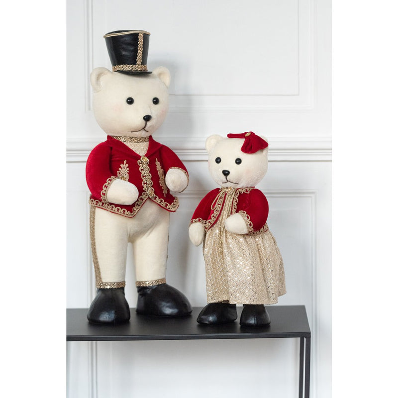 Decorative bear set in red and gold – standing 62 cm