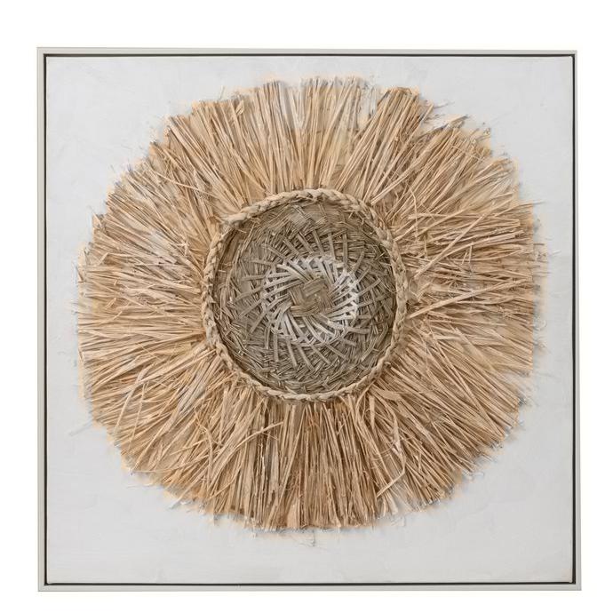 Wanddeko Ibiza Boho Kreis Naturmaterial, Creme Weiß, 70 cm