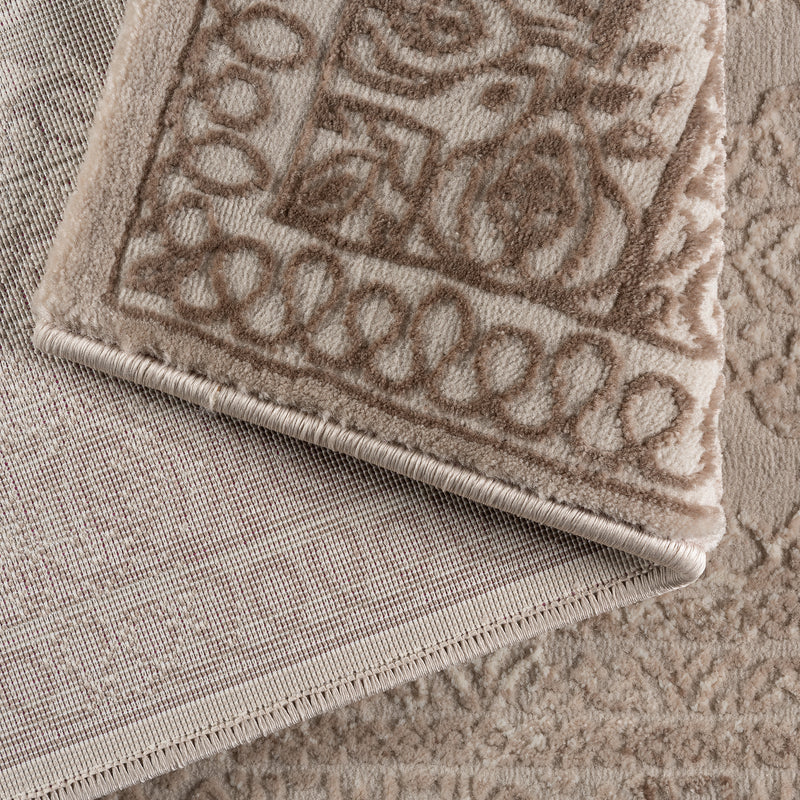 Sehrazat Amatis 6640 Beige - Elegant designtapijt met 3D-effect in beige